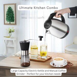 Electric 2L Hot Water Kettle & Coffee Beans Grinder Combo Pack1 Combo Pack